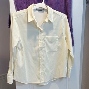 Zara Cream Button-Up Long Sleeve Shirt